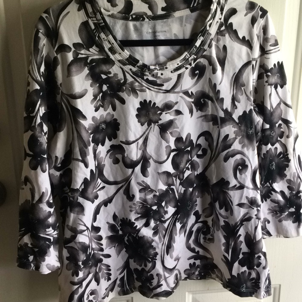 Croft & Barrow womens Top 3/4 S floral